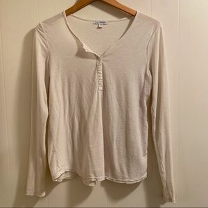 James Perse Long Sleeve Henley Cream Size 3